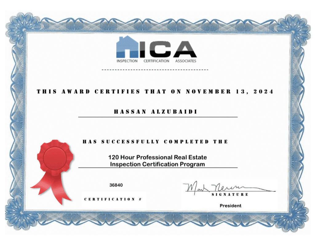 Inspection Certification Associates award for Hassan Alzubaidi